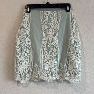 For Love And Lemons Lace Mini Skirt - White and Mint
